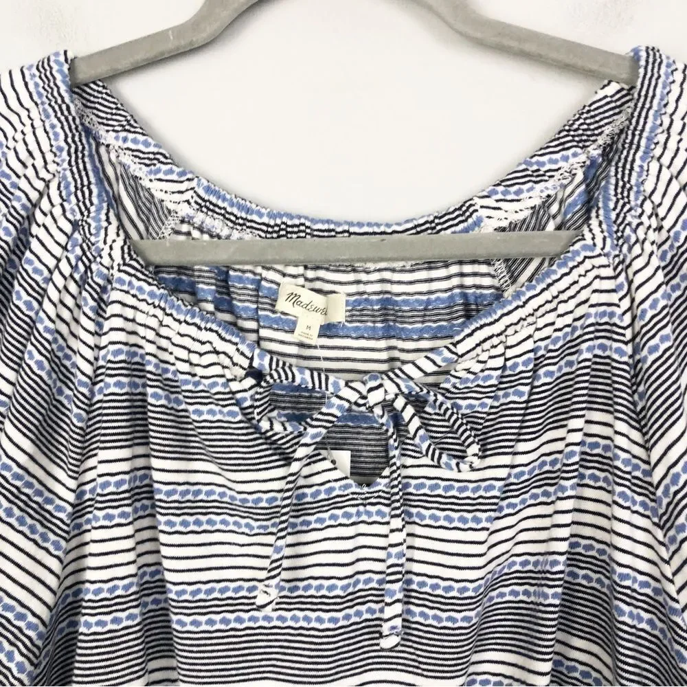 MADEWELL | NEW Jacquard Keyhole Cropped Top Tranquil Ocean Stripe Women’s Medium